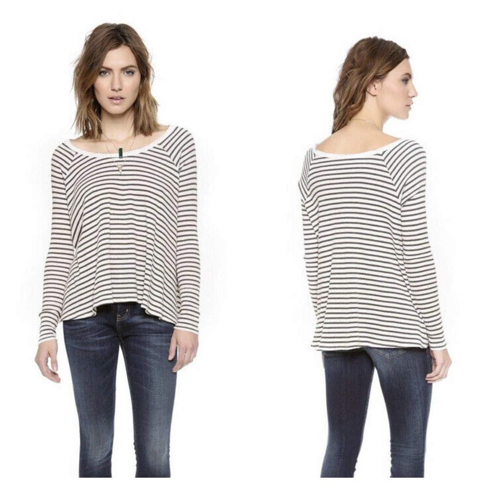 Free People We The Free Rockabilly Raglan Thermal Striped Long Sleeve Shirt